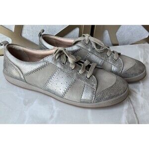 Nurture Watsonn Women 8.5 M  Pewter Leather Lace Up Comfort City Sneakers Shoes
